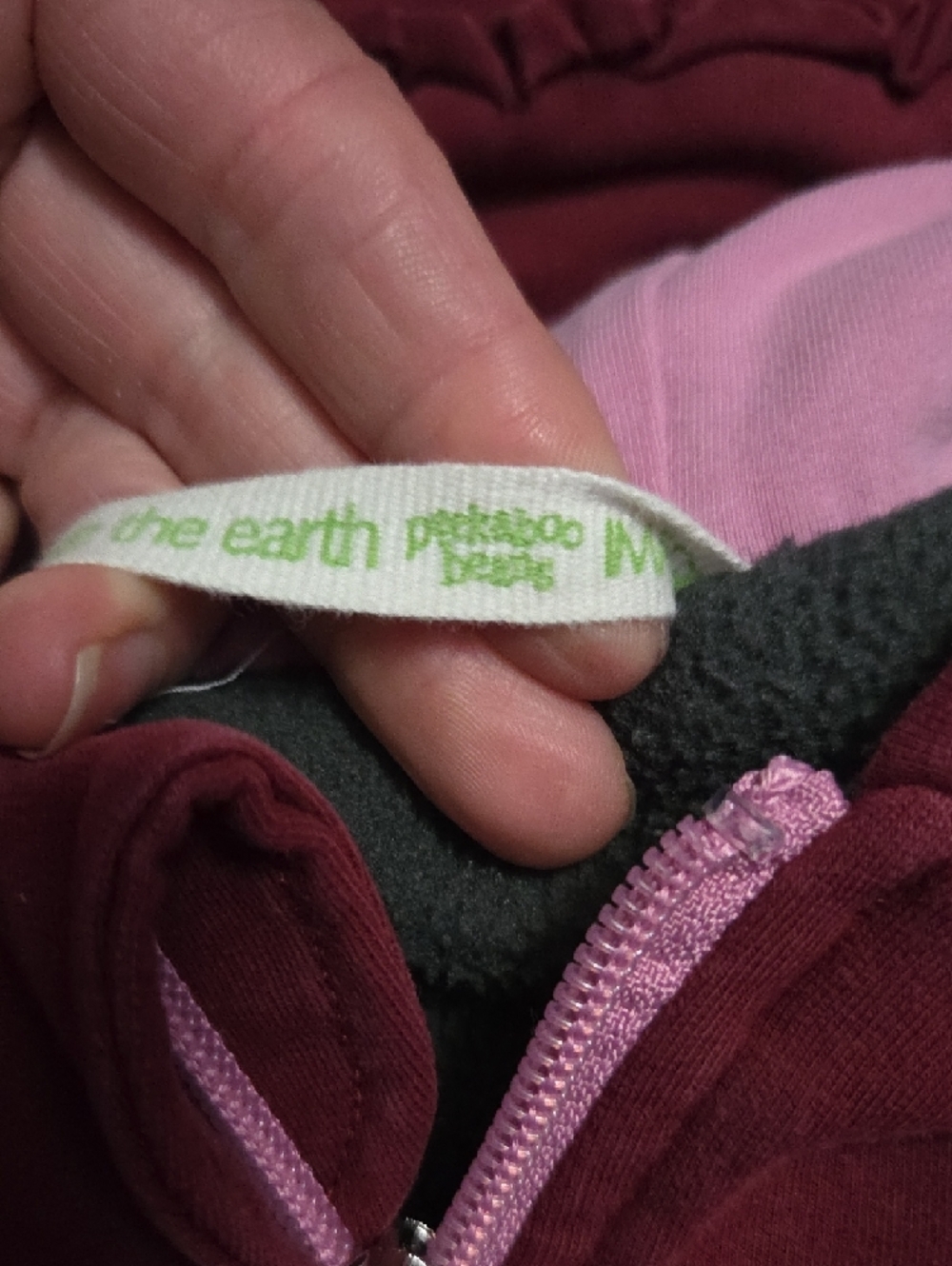 Girls' Maroon Hooded Puffer Jacket with Pink Trim - Picture 3 of 7
